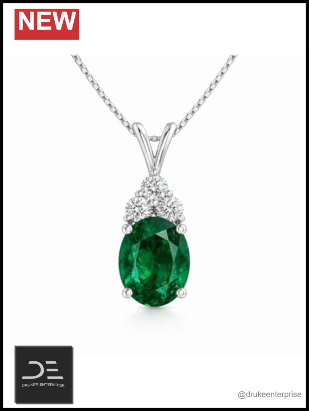 925 Sterling Silver Oval Lab-Grown Gemstone Pendant Necklace